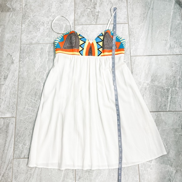 Love Stitch White Strappy Sundress Orange Blue Embroidered Chest Design Size Med - Picture 10 of 11